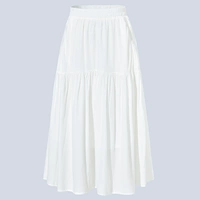 Белая юбка в складку, летняя длинная юбка, высокая талия