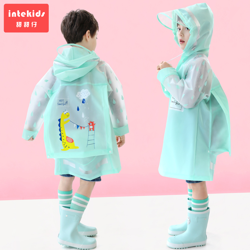 Children raincoat boys kids waterproof girls baby kindergarten transparent pupils poncho dinosaur raincoat rain gear