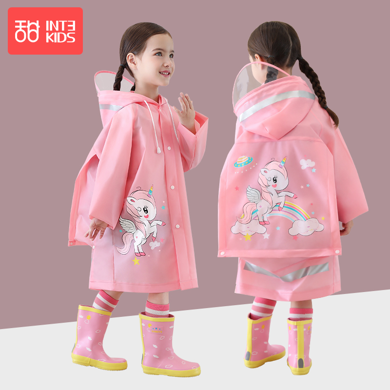 Children raincoat boys kids waterproof girls baby kindergarten transparent pupils poncho dinosaur raincoat rain gear