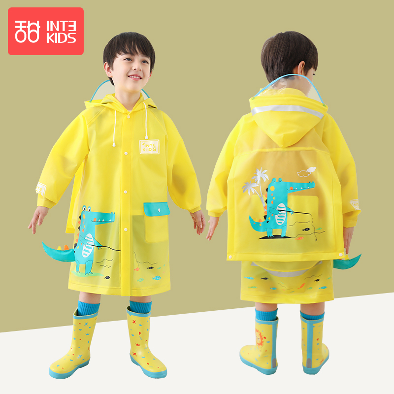 Children raincoat boys kids waterproof girls baby kindergarten transparent pupils poncho dinosaur raincoat rain gear