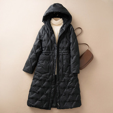 Женский пуховик 中长款羽绒服女款2022年新款时尚冬季外套女收腰修身冬装黑色保暖