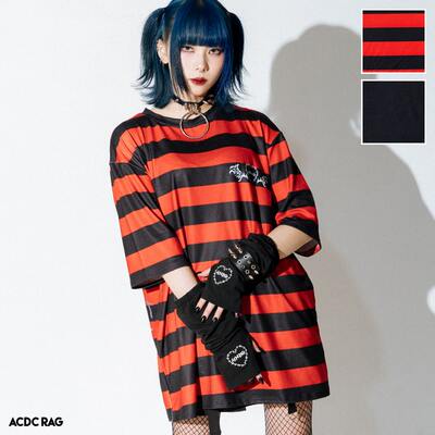 taobao agent Jier Millennium Y2K Penching Break Butterfly wings love stripes loose short -sleeved T -shirt ACDC RAG Taiwan agent