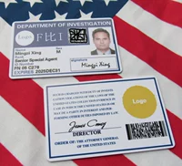 Федеральная настройка карты F-B-I Identity PVC Card Agence Agency Agency Agency ID Film and Television Prop Card