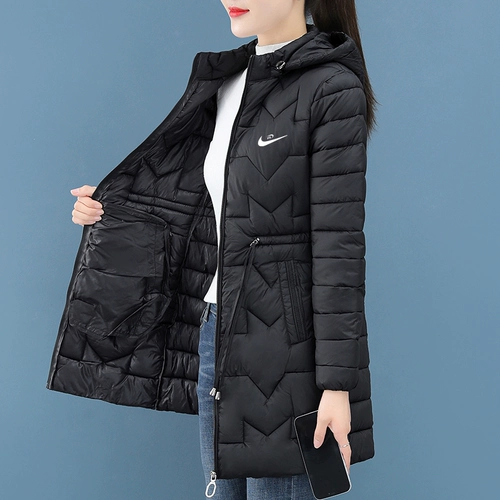 Длинный пуховик с пухом, утепленная куртка, средней длины, коллекция 2023