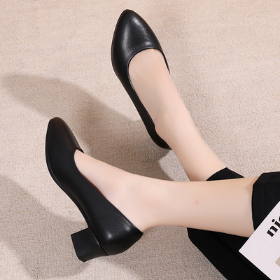 taobao agent Stewardess work shoes Female black leather shoes work for a long time, do not tired feet, heel, soft bottom, comfortable bottom comfort hotel professional interview shoes