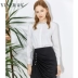 YINER Trung tâm mua sắm Yiner Cùng một phong cách dành cho phụ nữ Mùa hè mới dài tay áo sơ mi cổ đứng hàng đầu - Áo sơ mi dài tay