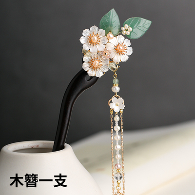 taobao agent Genuine Hanfu, cheongsam, fresh hair accessory with tassels, hairgrip, flowered