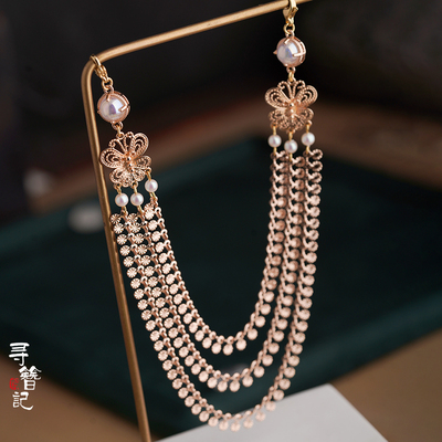taobao agent Xunzhi Ji Ji original Hanfu style versatile forehead chain multi -head jewelry three -layer flash chain