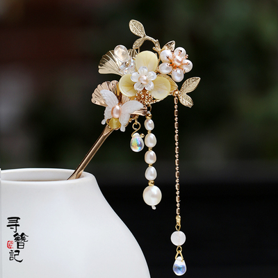 taobao agent Genuine Chinese hairpin with tassels, Hanfu, hair accessory, flowered