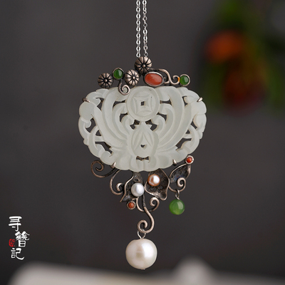 taobao agent 925 Silver and Tianyu Vocal Pendant Duobao Pearl Big Pendant necklace