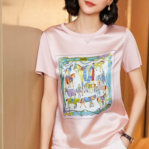 Шелковая белая короткая футболка, 2021 года, городской стиль