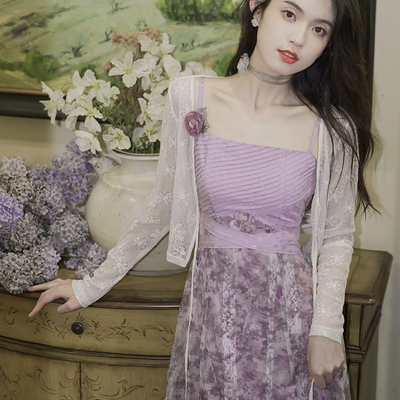 taobao agent Purple dress, spring long skirt, Chinese style