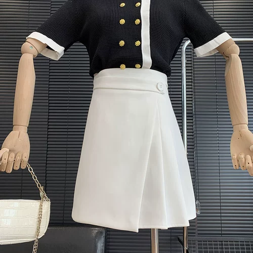 Летняя юбка в складку, приталенная мини-юбка, А-силуэт