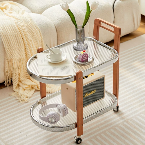 Минималистичная ретро стеклянная тележка для домашнего использования из натурального дерева