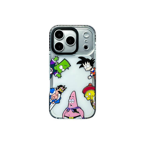 Goku Bart Simpson Patrick Star Yellow Pink Anime iPhone Case