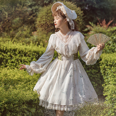 taobao agent Original design Funjian Lolo Tower Rural Wind OP long -sleeved skirt Fresh and cute lolita genuine CLA elegant