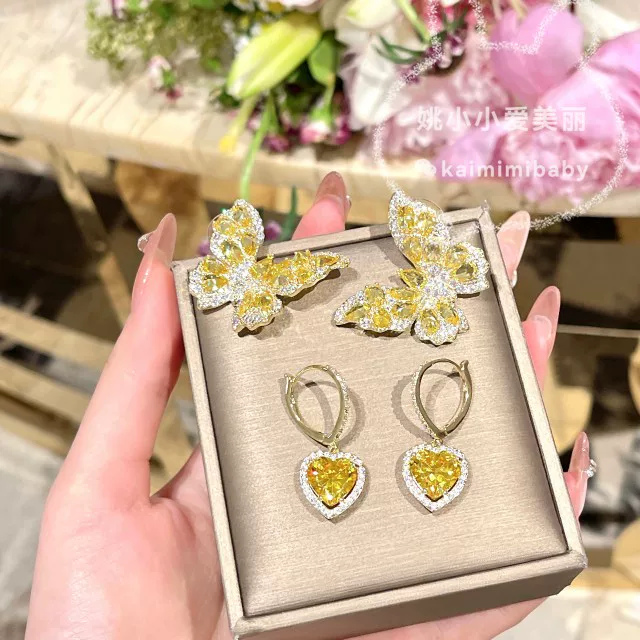 Дизайнерские серьги с бантом и сердцем из циркона, с камнем