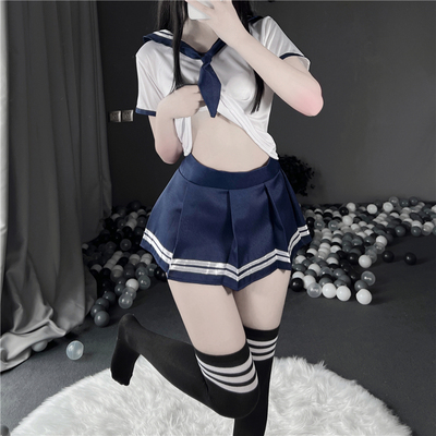 taobao agent Double ponytail student JK uniform sailor suit playing uniform temptation ultra -short nightclub sexy seductive lingerie