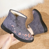 2023 Старая Пекинская тканевая обувь, женская хлопчатобумажная обувь, женские бархатные утолщенные бабушкины хлопчатобумажные туфли с вышивкой, нескользящие хлопковые сапоги для матери среднего и пожилого возраста