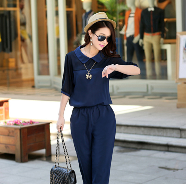 2015新款胖mm胖人大码连体裤长裤春夏女雪纺连衣裤子连体衣服女装