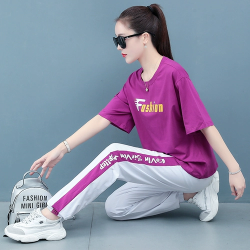 Спортивный костюм, модные хлопковые штаны, комплект, большой размер, свободный крой