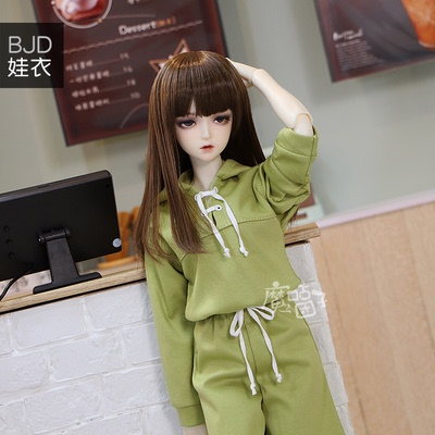 taobao agent Demon Guru BJD baby clothing big girl 3 minutes 4 points fruit green hooded long -sleeved sweater seven -point wide -leg pants suit