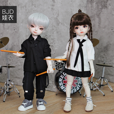 taobao agent Demon Guru BJD baby clothing simple casual British style white shirt 6 -point long -sleeved top with tie