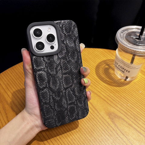 Black & White Python Texture Snake Skin Pattern iPhone Case