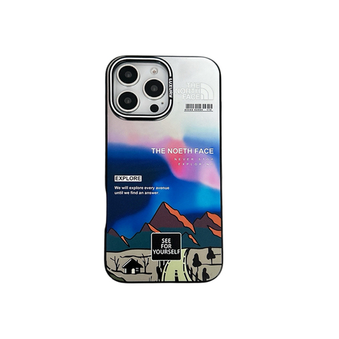 The North Face Red Blue White Mountain Topographic iPhone Case