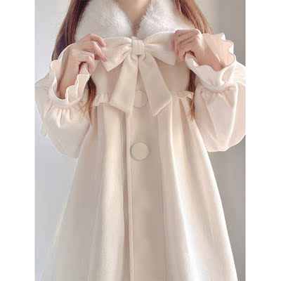 taobao agent White cute woolen coat, jacket, Lolita style