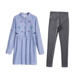 Осенний модный комплект для беременных, осенняя рубашка, платье, популярно в интернете, из хлопка и льна, с вышивкой, в западном стиле