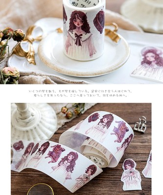 taobao agent Special ink and tape tape Sweet Dream Miss illustration character girl diy decorative hand account stickers