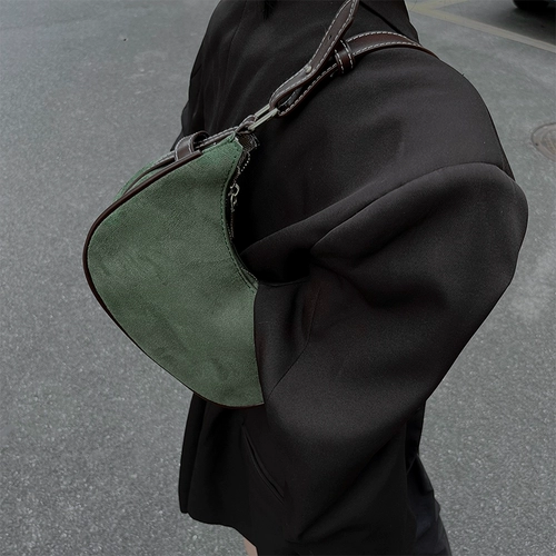 Зеленая сумка подмышку, маленькая сумка на одно плечо, изысканная небольшая сумка, дизайнерская сумка через плечо