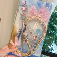 Парик с бантиком, розовый ободок, комплект