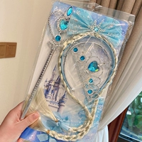 Парик с бантиком, синий ободок, комплект