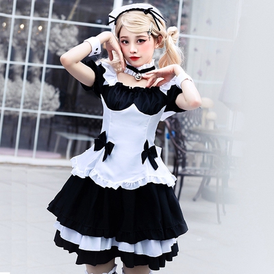 taobao agent Japanese black and white acrylic cute suit, cosplay, Lolita style