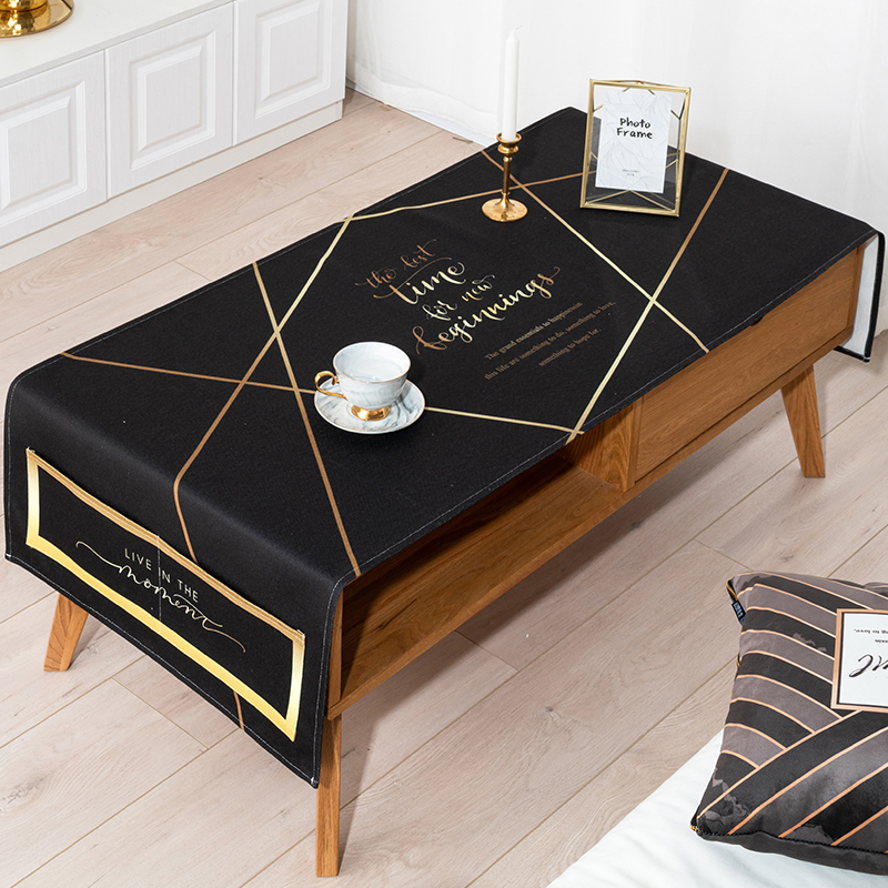 bla gold nordic simple coffee table tablecloth  cabinet cover cloth cotton linen waterproof and oil-proof disposable rectangular coffee table tablecloth