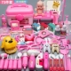 Розовый комплект, универсальный ящик для хранения со светомузыкой, кукла, 73 шт