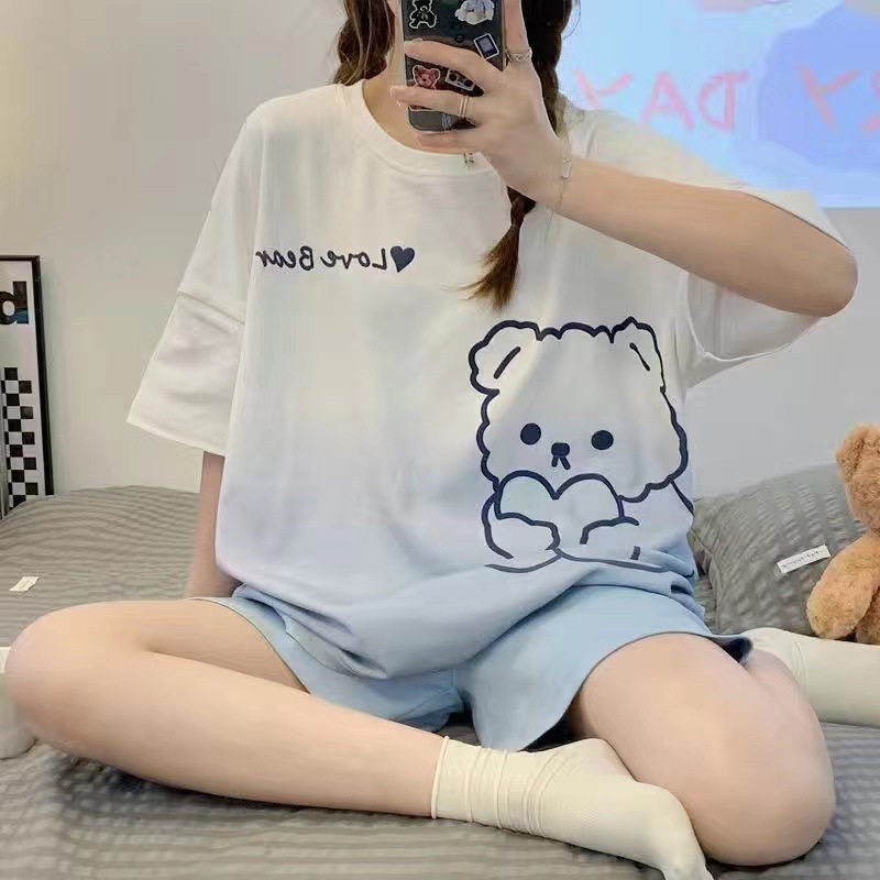Gradient bear short set