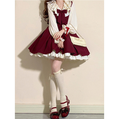 taobao agent Japanese school skirt, student pleated skirt, cute uniform, dress, long sleeve