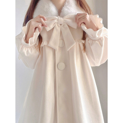 taobao agent Cute white spring woolen coat, Lolita style