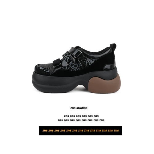 Небольшая дизайнерская обувь на липучке на платформе для отдыха, демисезонные туфли для кожаной обуви