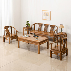 Махогани диван 红木家具鸡翅木原木沙发茶几组合新中式客厅小户型六件套实木整装