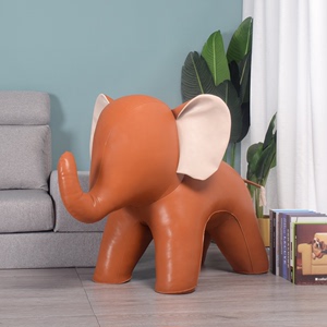超大型动物座椅客厅样板房大象坐凳设计师装饰品皮质摆件沙发凳子