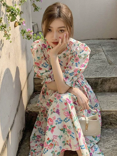 Летнее платье, юбка, подходит для подростков, в цветочек, изысканный стиль