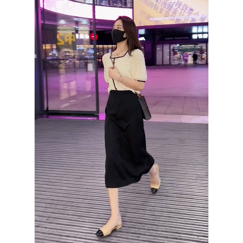 Летняя юбка, комплект, в западном стиле, в стиле Шанель