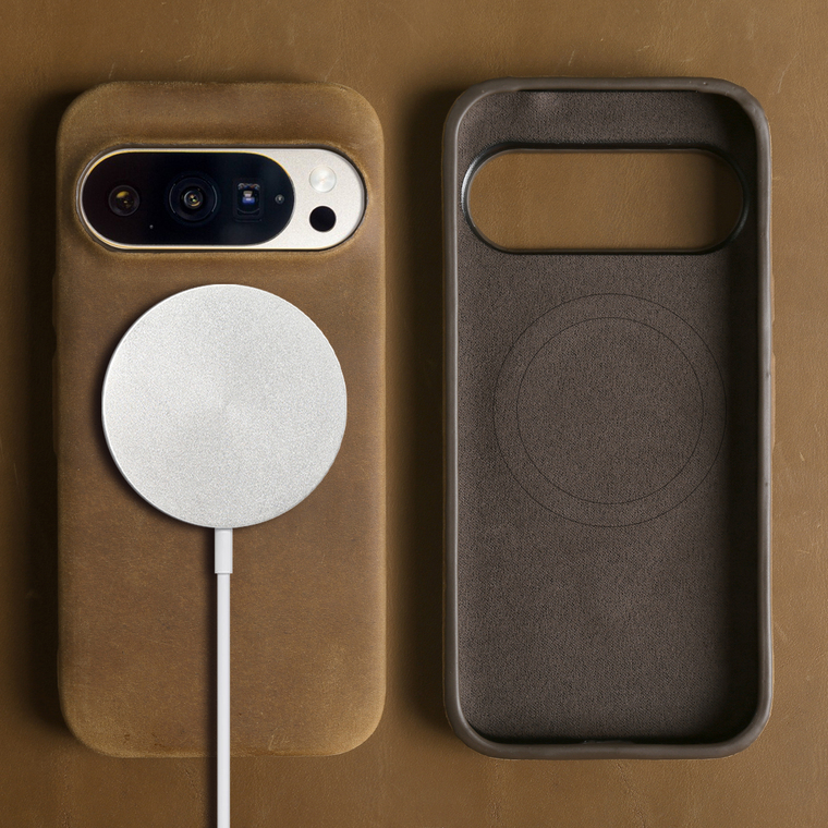Soft Brown Leather Grain Minimalist Genuine leather Calfskin leather Google Pixel Phone Case