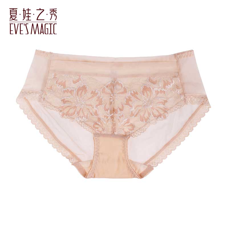 夏娃之秀性感内裤女春夏薄款透明女士三角裤蕾丝中腰提臀收腹裤