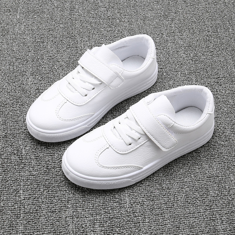 儿童帆布鞋2025春季新款皮面小白鞋男童女童运动鞋小学生白色板鞋