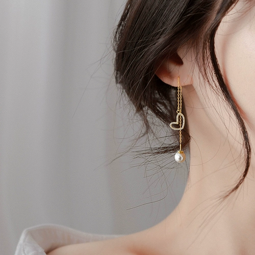 Серьги из жемчуга, длинная цепочка, коллекция 2023, серебро 925 пробы